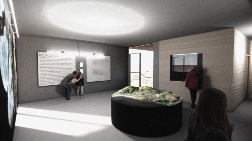 Çımağıl Mağarası Ziyaretçi Merkezi iç mekanı; Bayburt turizm odakları maketi