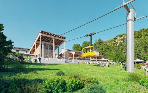 Falcon Park teleferik üst istasyonu ve lokanta