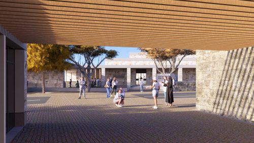 Dara Antik Kenti merkez otoparkında ziyaretçi merkezine bakış